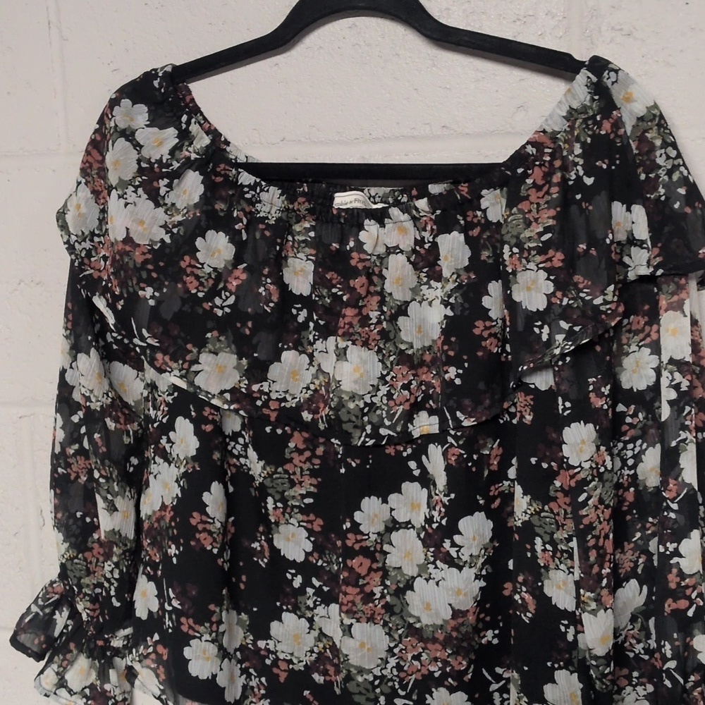 Abercrombie & Fitch Sheer Floral Off Shoulder Blouse S, Whimsigoth Date Night - Picture 5 of 7